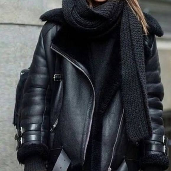 Faux leather shearling moto jacket - Picture 5 of 5